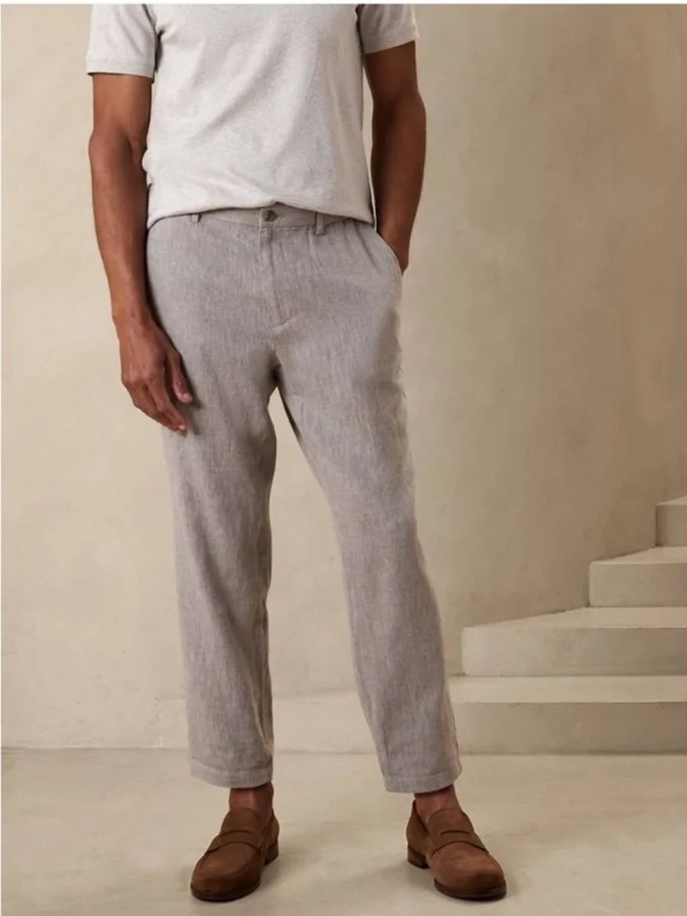 Onia Mens 31 light grey Linen Cotton Blend pants